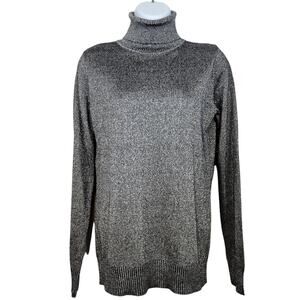 Joseph A. Metallic Shimmer Rayon Knit Turtleneck Sweater - Size S